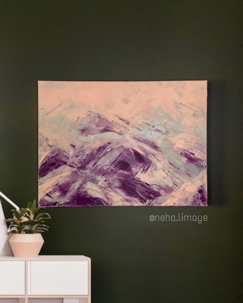 Beyond [bottom panel], a painting by Neha