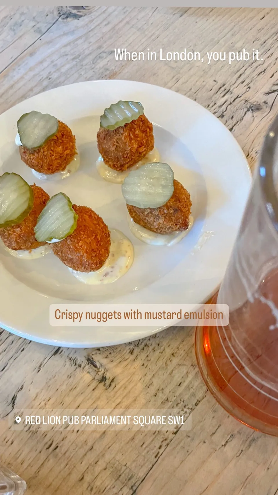 When in London, you pub it. Crispy nuggets with mustard emulsion