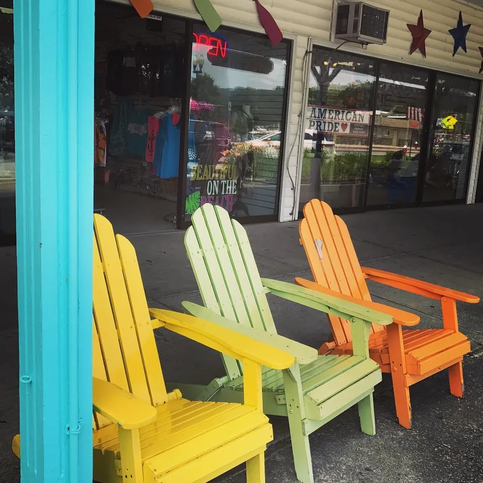 Brightening up those Monday blues #colorfullounging #loungechairs #beachchair…, 1 of 1