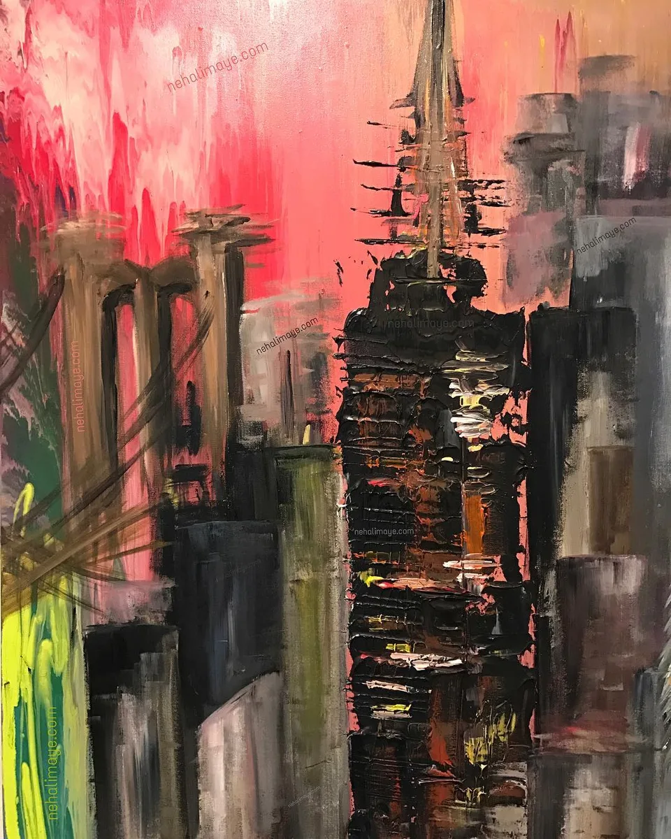 City dreams, take me home - panel 1., a painting by Neha