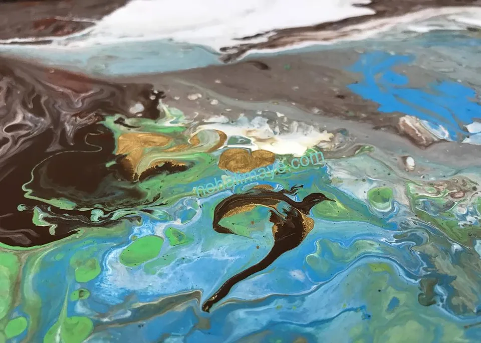 There’s something about colors blending and separating... the asynchronous…, a painting by Neha