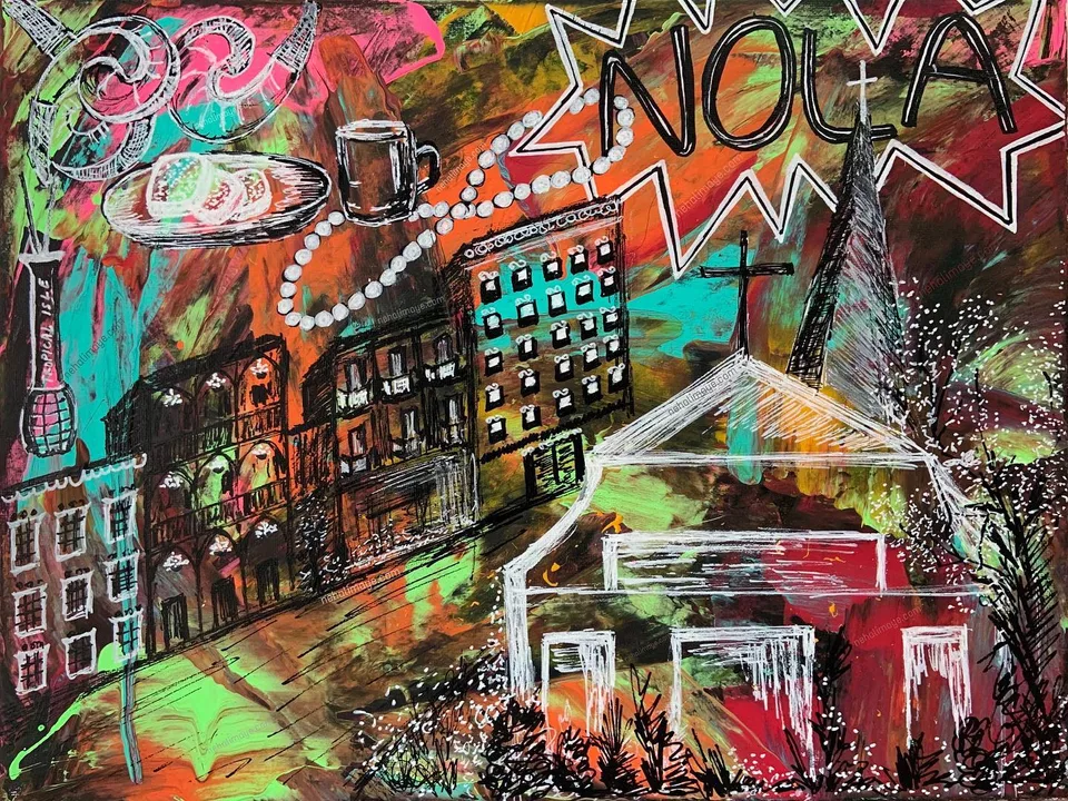Queen scenes of New Orleans, a painting by Neha