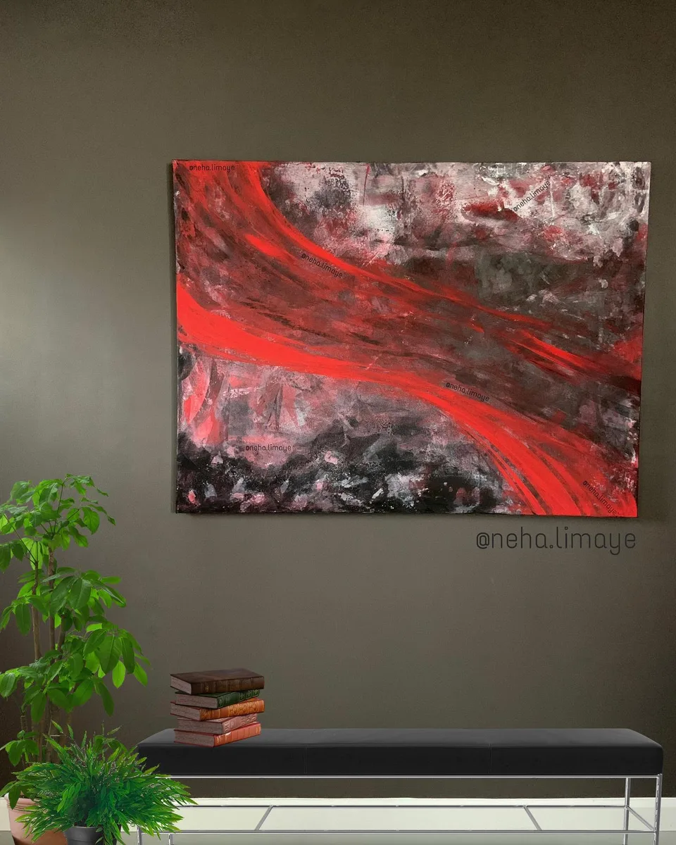 Releasing the inner Ensō [bottom panel], a painting by Neha