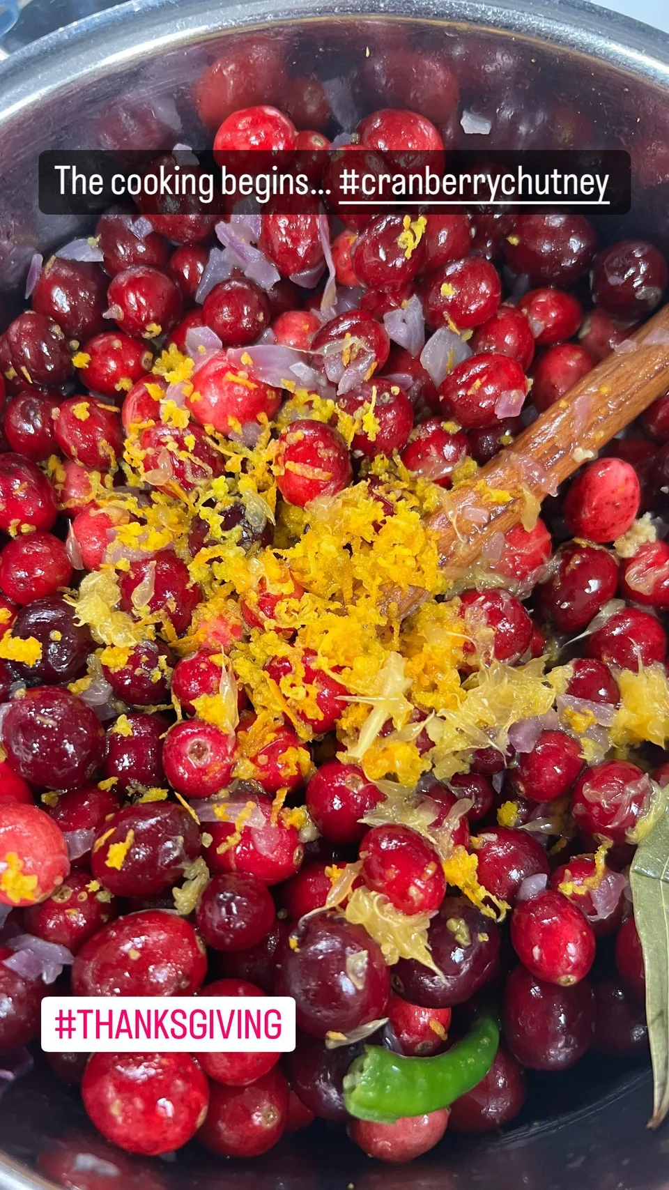The cooking begins… #cranberrychutney