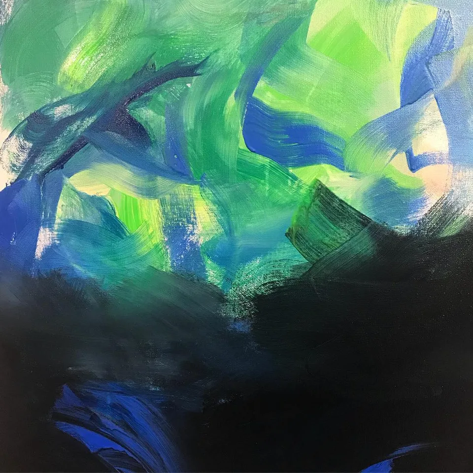 When the mind goes swimming... #nehalimaye #anexpressionist #seriesjourney…, a painting by Neha