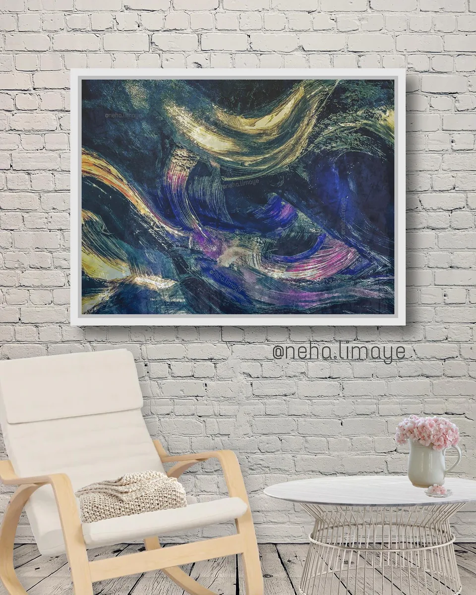 Surfing the crescent, a painting by Neha