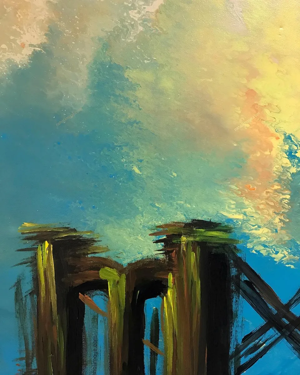 City dreams, take me home - panel 2., a painting by Neha