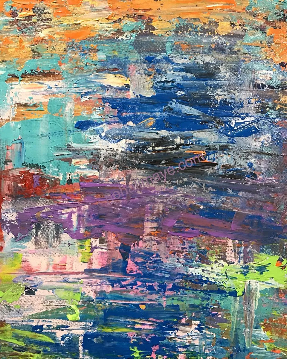 From skies of passion to seas of tranquility, from textured long journeys to…, a painting by Neha