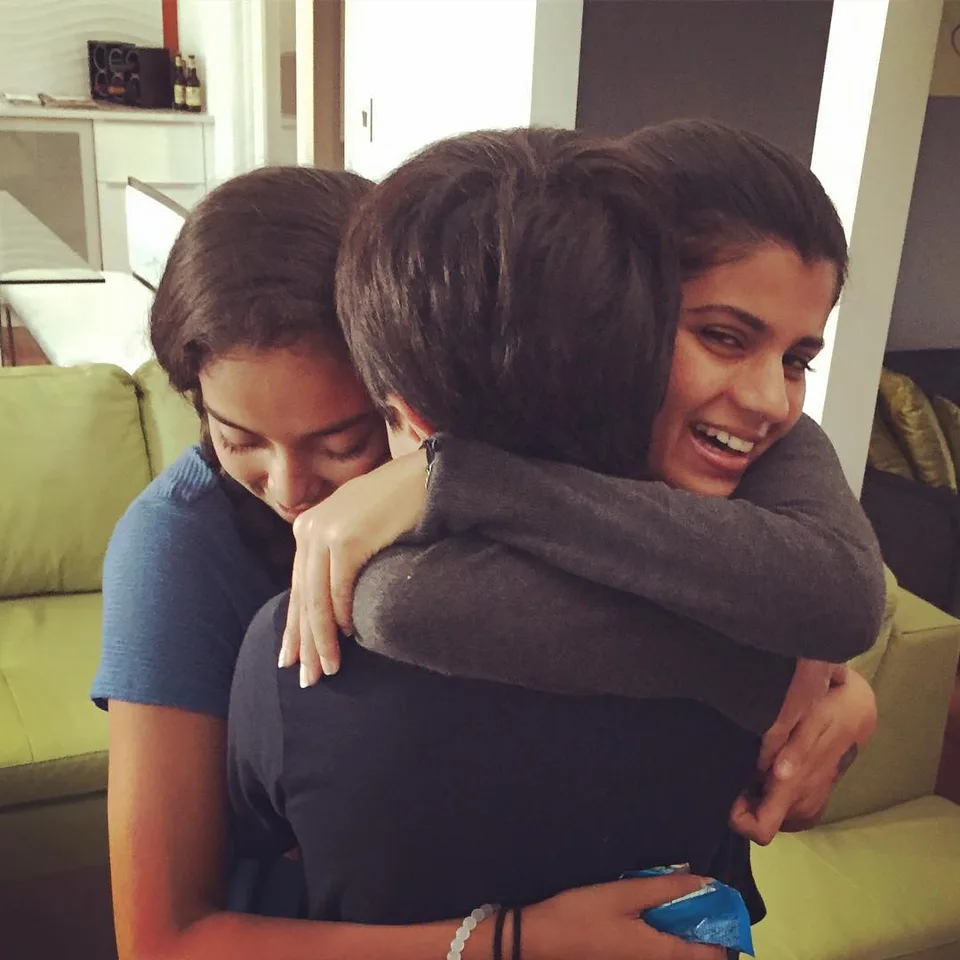 Departing hugs #warmhugs #cousins #summer2016, by Neha