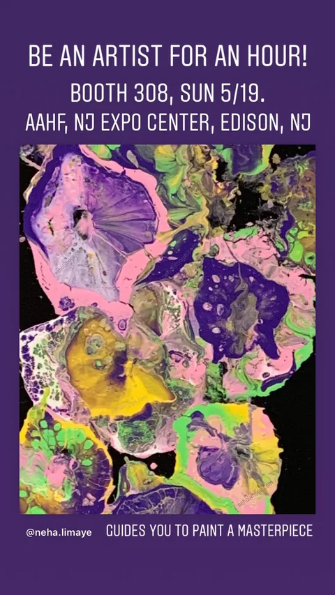 BE AN ARTIST FOR AN HOUR! BOOTH 308, SUN 5/19. AAHF, NJ EXPO CENTER, EDISON, NJ GUIDES YOU TO PAINT A MASTERPIECE