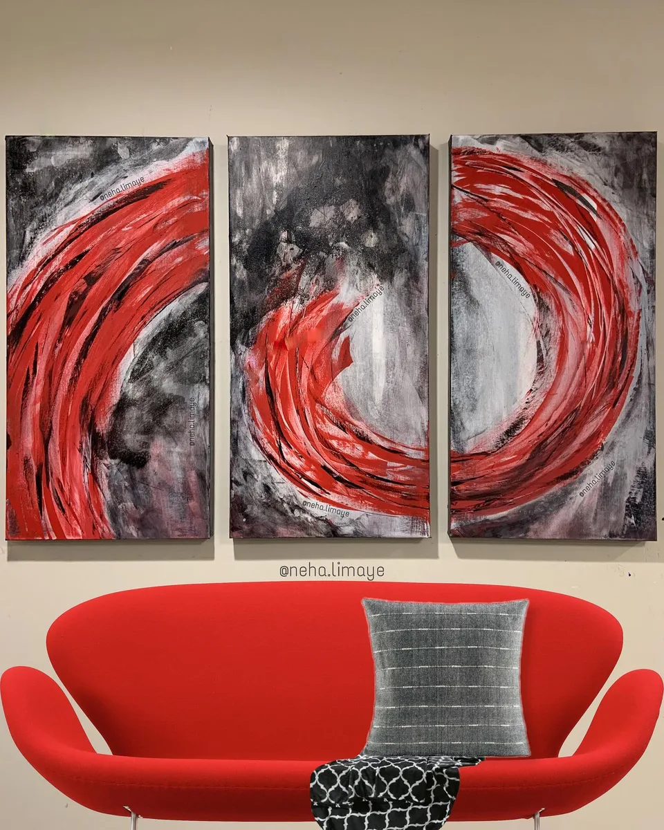 Releasing the inner Ensō [top panels], a painting by Neha