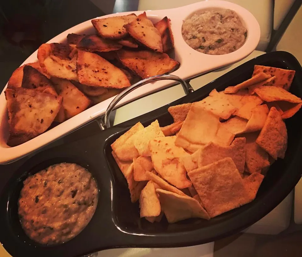 A twist on tradition... #bainganbharta #dip with #naan chips and #pita chips!…, 1 of 1