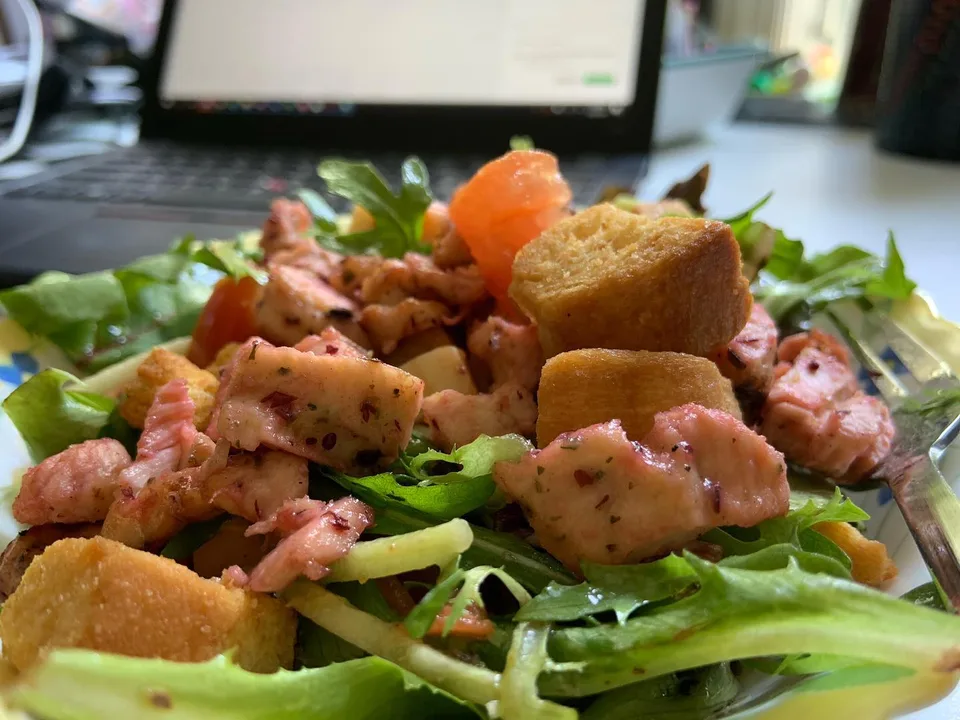Lunch at my desk (a messy desk)., 1 of 1