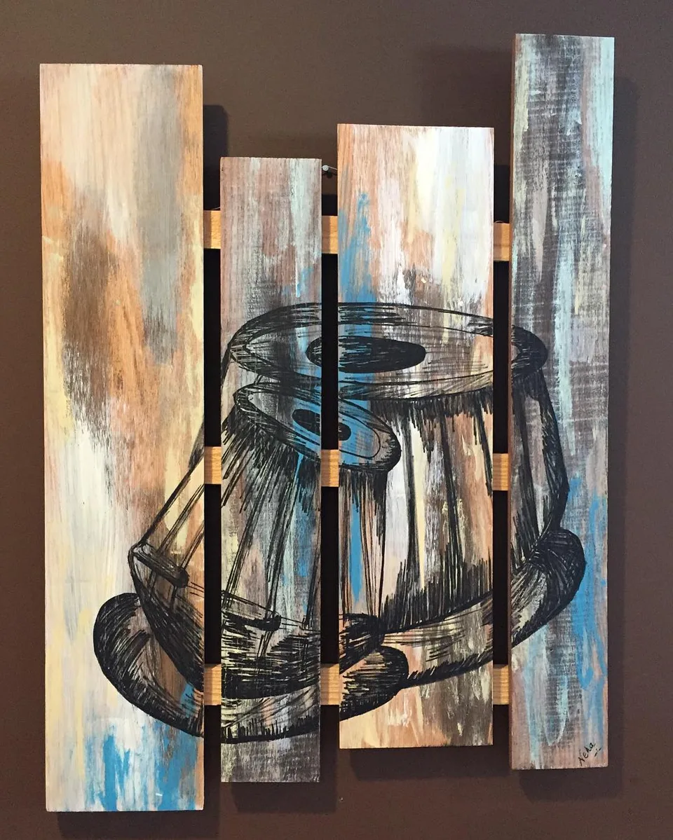 "Taal" #tabla #beat #artonwood #painting #originalart #expression #musicart, a painting by Neha