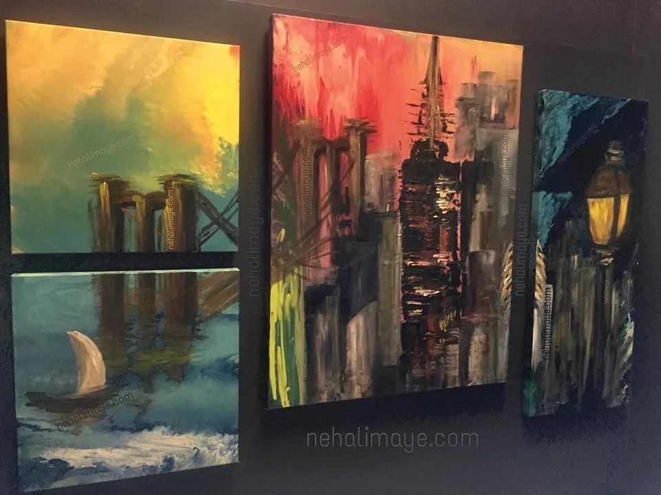 City dreams... take me home, a painting by Neha