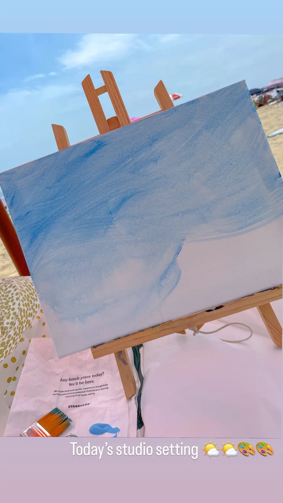 Today’s studio setting 🌤🌤🎨🎨, a painting by Neha