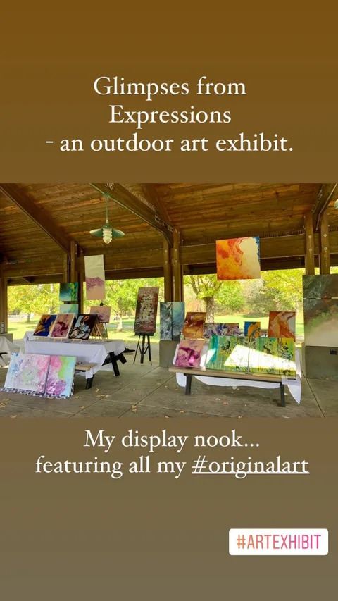 Glimpses from
Expressions 
- an outdoor art exhibit.  My display nook...
featuring all my #originalart